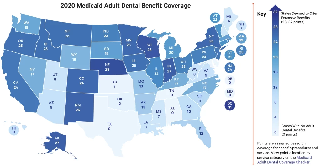 what does medicaid cover for dental for adults